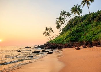 Beautiful beach at sunset. Cola beach, South GOA, India.